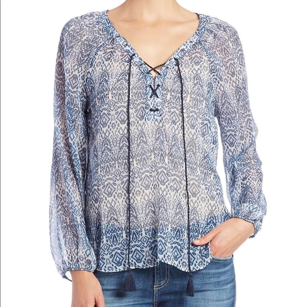 Jessica Simpson Blue Patterned Blouse